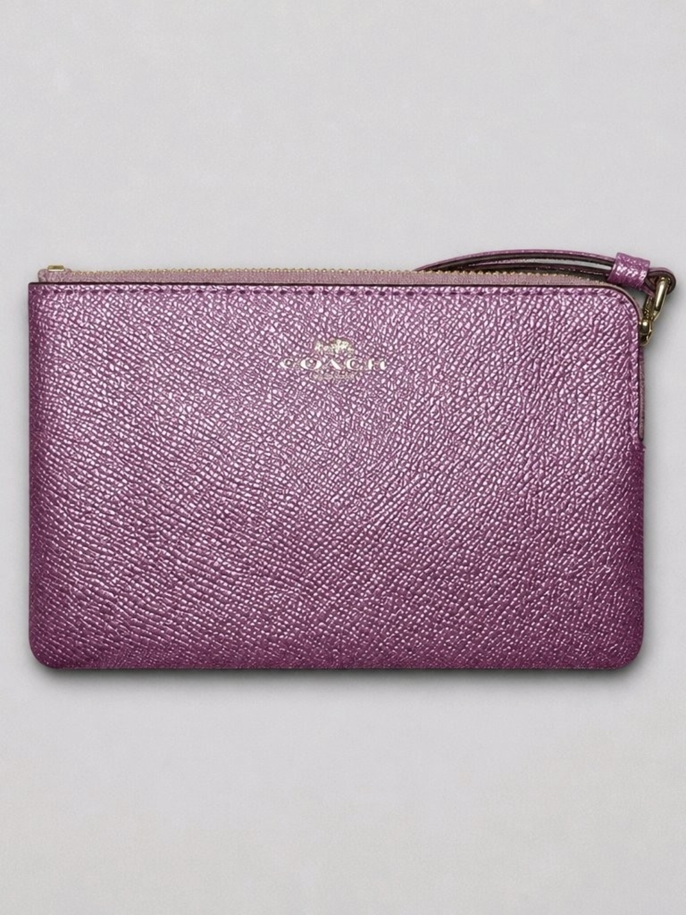 Coach Metallic Lavender Leather Wristlet